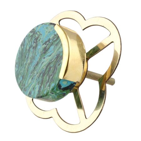 Green Texture Stone Brass Cabinet knob